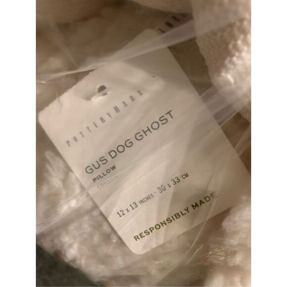 Pottery Barn Gus Doug The Dog Ghost Pillow Pumpkin Halloween Fall NEW IN HAND - Picture 5 of 5